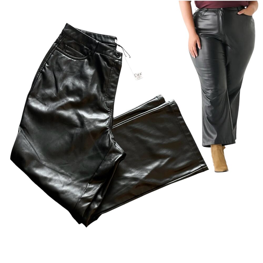 NEW Dex Plus Black Faux LEATHER 5 Pocket PANTS Size 1X Womens 35W x 29.75L NWT